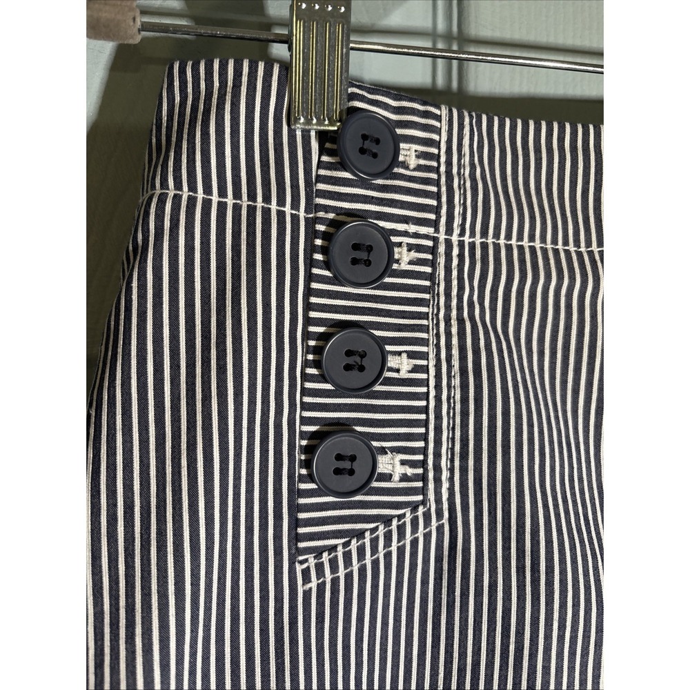 Talbots womens skirt blue and white stripe buttons in front lined. Sz 4 Petite - Picture 2 of 13